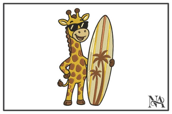 Download Cool Giraffe Surfboard Embroidery Design - Design Collection
