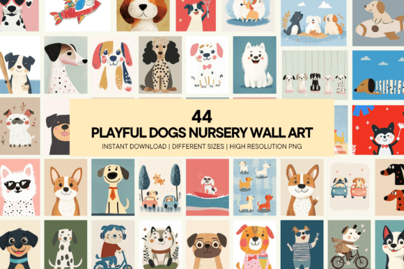 Download Playful Dogs Nursery Wall Art Cute Puppy - Puppy Collection