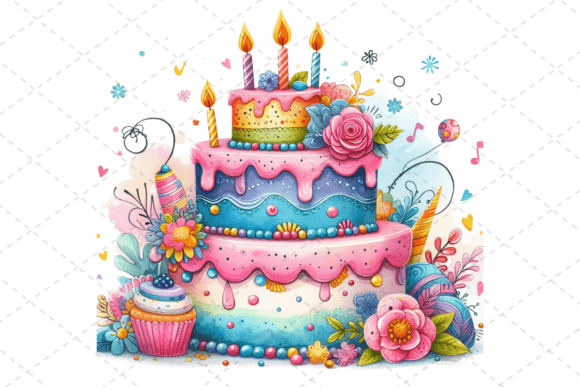 Download Watercolor Birthday Cake Clipart - Premium Resources