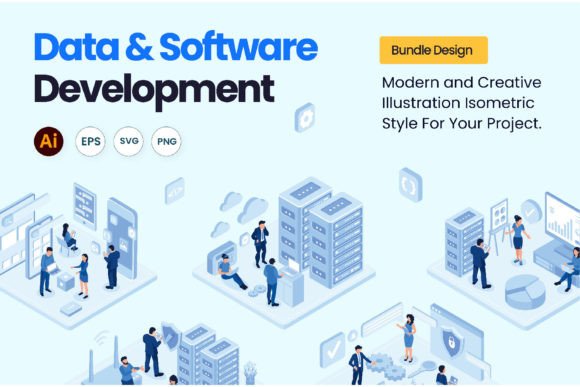 Download Data and Software Development Isometric - Data Collection