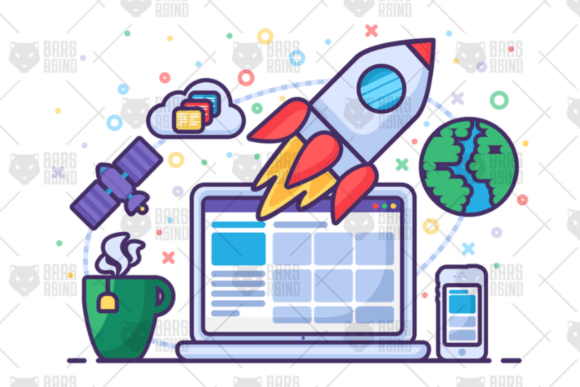 Download Startup with Rocket Concept Illustration - Startup Collection