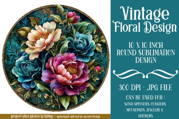 Download Pretty Blue Pink Floral Round Design 26 - Design Collection