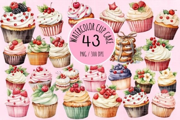 Download Watercolor Cup Cake Clipart - Cake Collection